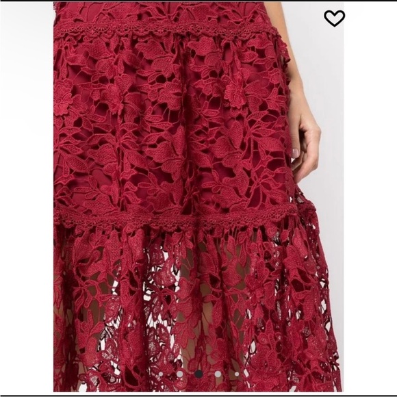 Marchesa Note beautiful lace midi dress in red/wine - Picture 4 of 13
